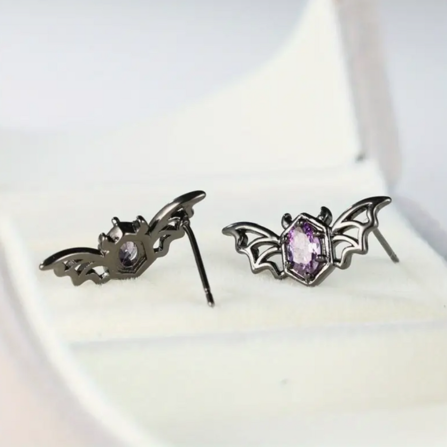 BAT STUD EARRINGS WITH SPLARKLING ZIRCON STONES