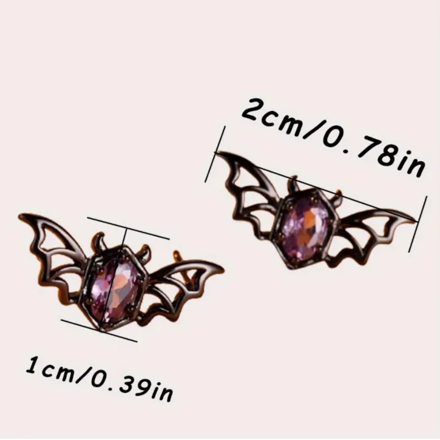 BAT STUD EARRINGS WITH SPLARKLING ZIRCON STONES