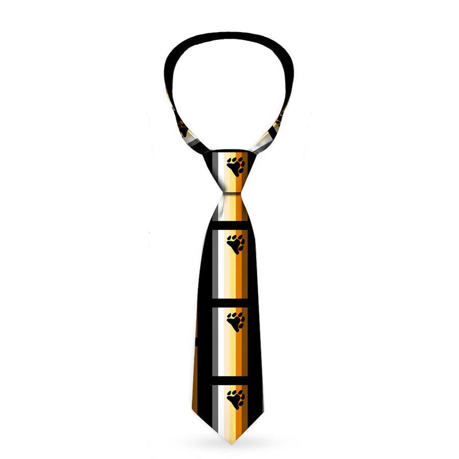 Buckle-Down Necktie - Flag Bear Pride Brown/Orange/Yellow/Tan/White/Gray/Black