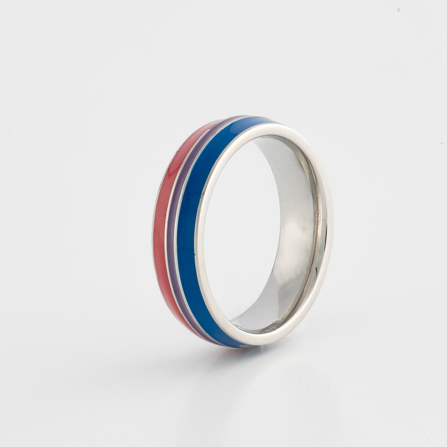 Bisexual Pride Domed 6mm Stainless Steel Ring