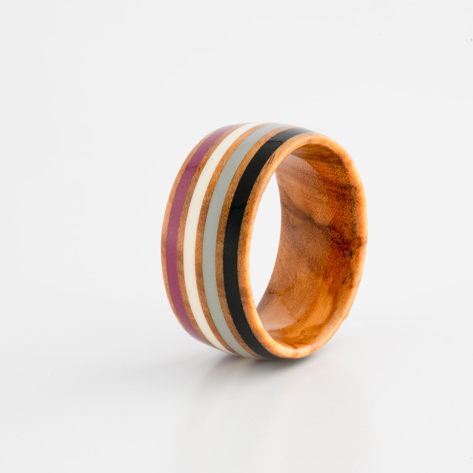 Asexual Pride Genuine Olive Wood Ring