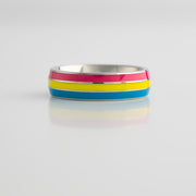 Pansexual Pride Domed 6mm Stainless Steel Ring