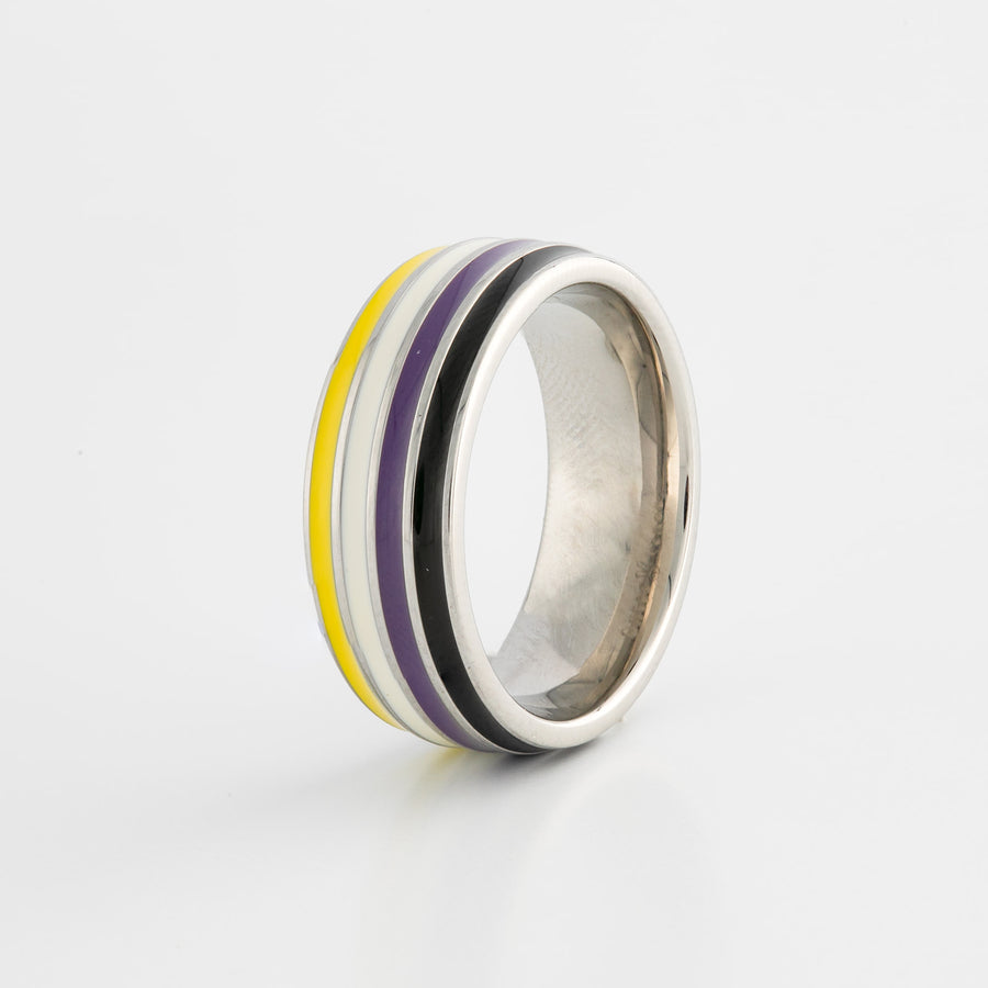 Non-Binary Pride Stainless Steel Ring – Outer Peace Gear