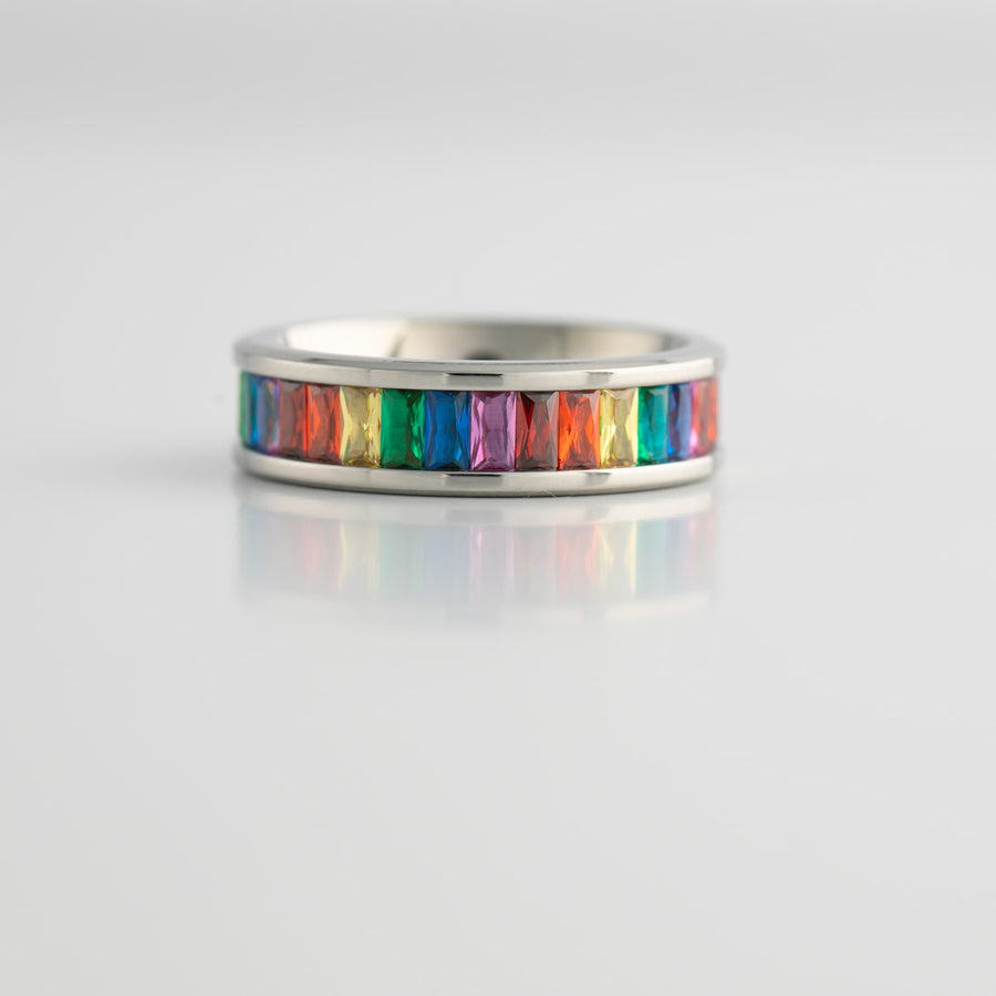 Rainbow Gem Stainless Steel Ring