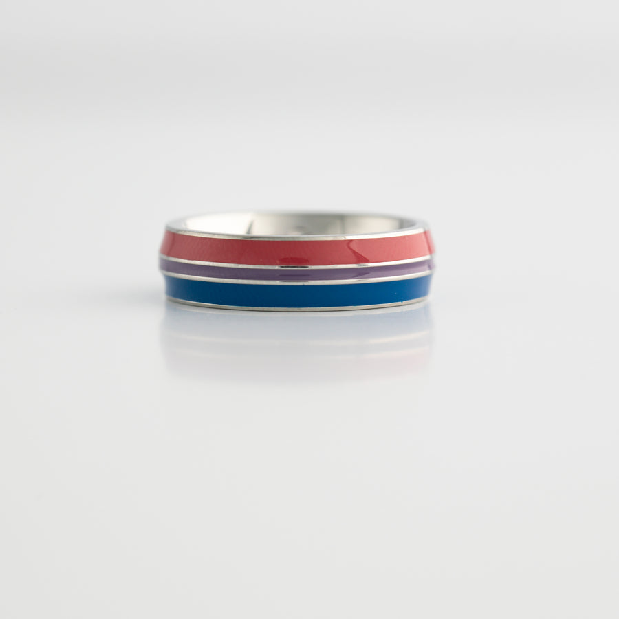 Bisexual Pride Domed 6mm Stainless Steel Ring