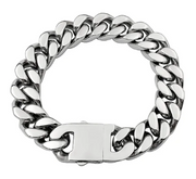 Gender-inclusive Titanium Steel Chain Bracelet – 22cm Cuban Link, Silver/Gold/Rainbow