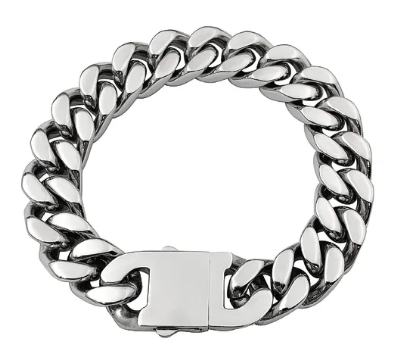 Gender-inclusive Titanium Steel Chain Bracelet – 22cm Cuban Link, Silver/Gold/Rainbow