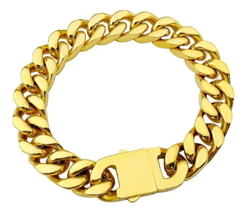 Gender-inclusive Titanium Steel Chain Bracelet – 22cm Cuban Link, Silver/Gold/Rainbow