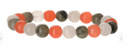 Youth Harmony Beaded Bracelet – Green, White & Orange Stones (Kids & Teens, Small Wrists)
