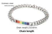 LGBTQ+ Pride Rainbow Bar Chain Bracelet – For Every Identity | Stainless Steel Rope Link Bracelet | Pride Jewelry Gift