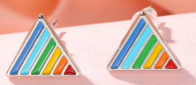 Petite LGBTQ+ Pride Rainbow Stud Earrings – For Every Identity | 1/4” Enamel Alloy Earrings | Heart or Triangle Styles