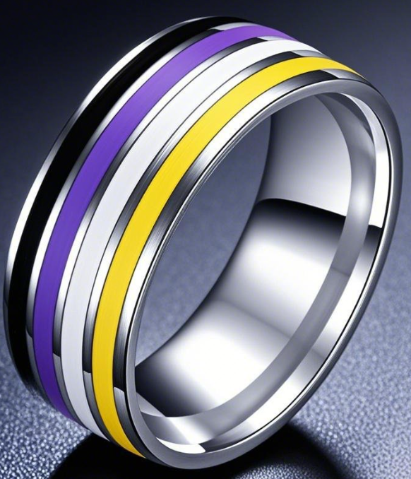Nonbinary Pride Stainless Steel Ring
