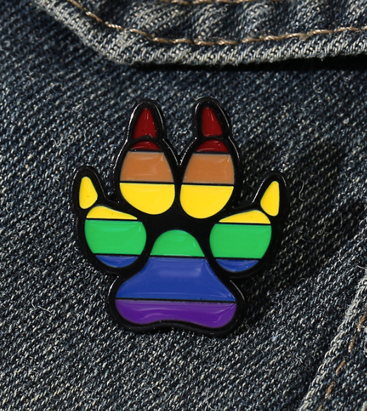 LGBTQ+ Pride Rainbow Paw Print Enamel Pin – 1” Pet Lover Lapel Pin - Pride Accessory Gift