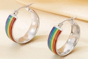 LGBTQ+ Pride Rainbow Hoop Earrings – For Every Identity | Stainless Steel Gold or Silver Plated | Pride Jewelry Gift