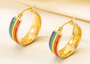 LGBTQ+ Pride Rainbow Hoop Earrings – For Every Identity | Stainless Steel Gold or Silver Plated | Pride Jewelry Gift