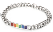 LGBTQ+ Pride Rainbow Bar Chain Bracelet – For Every Identity | Stainless Steel Rope Link Bracelet | Pride Jewelry Gift
