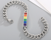 LGBTQ+ Pride Rainbow Bar Chain Bracelet – For Every Identity | Stainless Steel Rope Link Bracelet | Pride Jewelry Gift