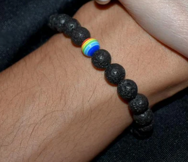 Lava Stone Beads LGBTQ Pride Rainbow Bracelet