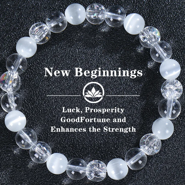 New Beginnings Bracelet – 2026 Intention Collection (Blue, Pink, or Clear Crackle)