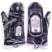 Set of 2 "Witch, I AM The Secret Ingredient" Oven Mitt | Pot Holders Hanging Oven Gloves Set