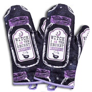 Set of 2 "Witch, I AM The Secret Ingredient" Oven Mitt | Pot Holders Hanging Oven Gloves Set