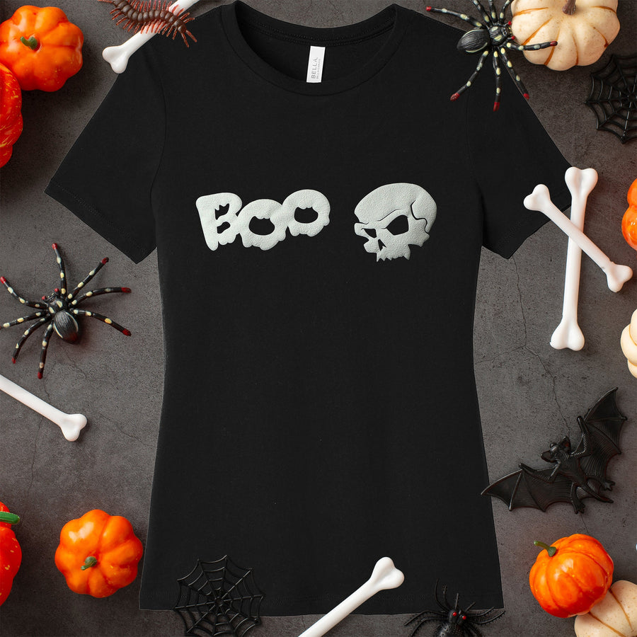 Skull Boo Glow in the Dark Puff Halloween T-Shirt