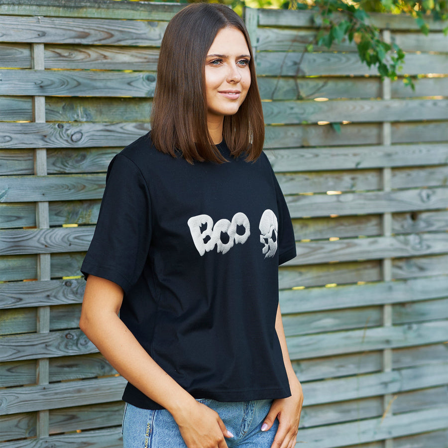 Skull Boo Glow in the Dark Puff Halloween T-Shirt