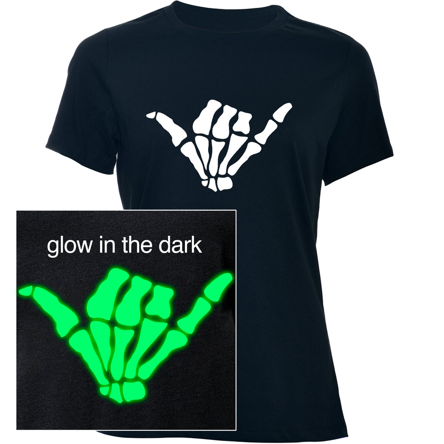 Glow in the Dark Shaka Skelelton Hand T-Shirt