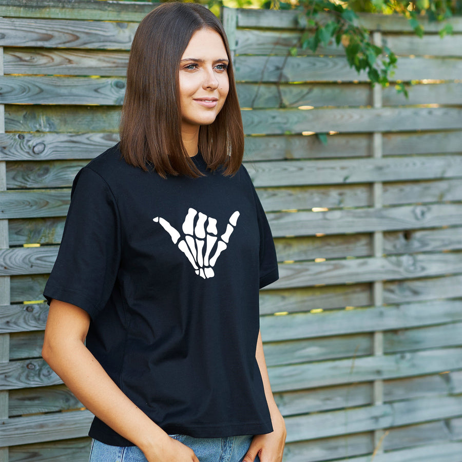 Glow in the Dark Shaka Skelelton Hand T-Shirt