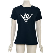 Glow in the Dark Shaka Skelelton Hand T-Shirt