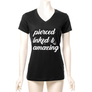 Pierced Inked & Amazing Black Tapered V-Neck T-Shirt