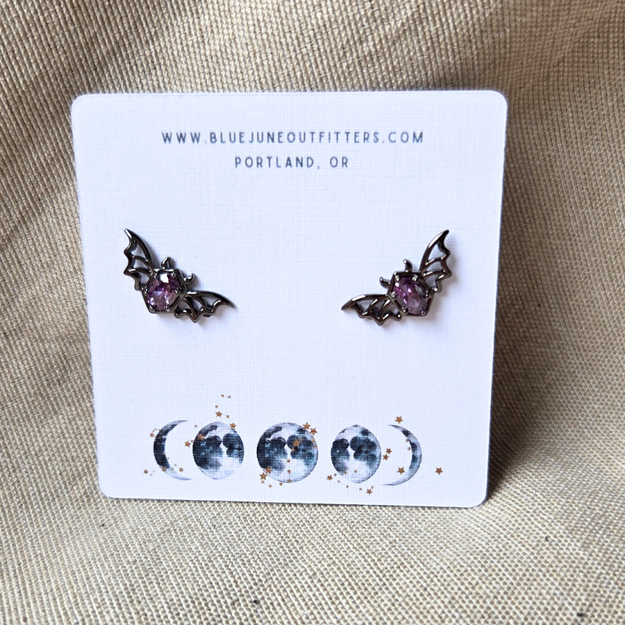 BAT STUD EARRINGS WITH SPLARKLING ZIRCON STONES