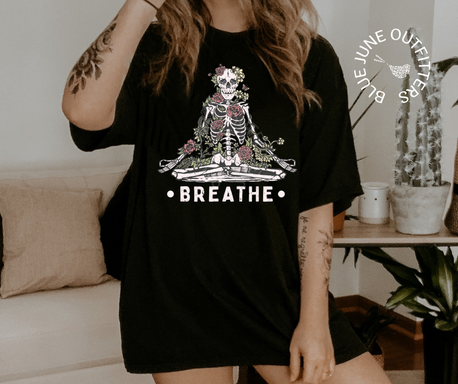 Breathe | Botanical Meditating Skeleton Tee