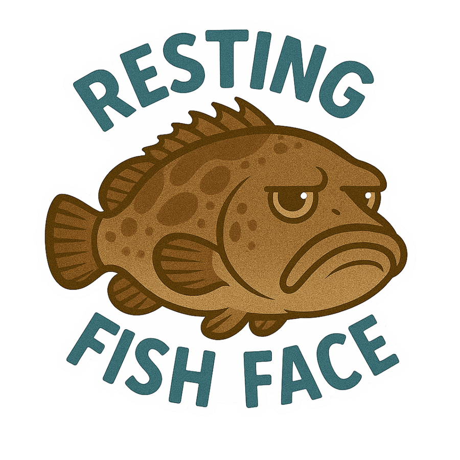 "Resting Fish Face" Funny Sarcastic Grouper Fish Sticker