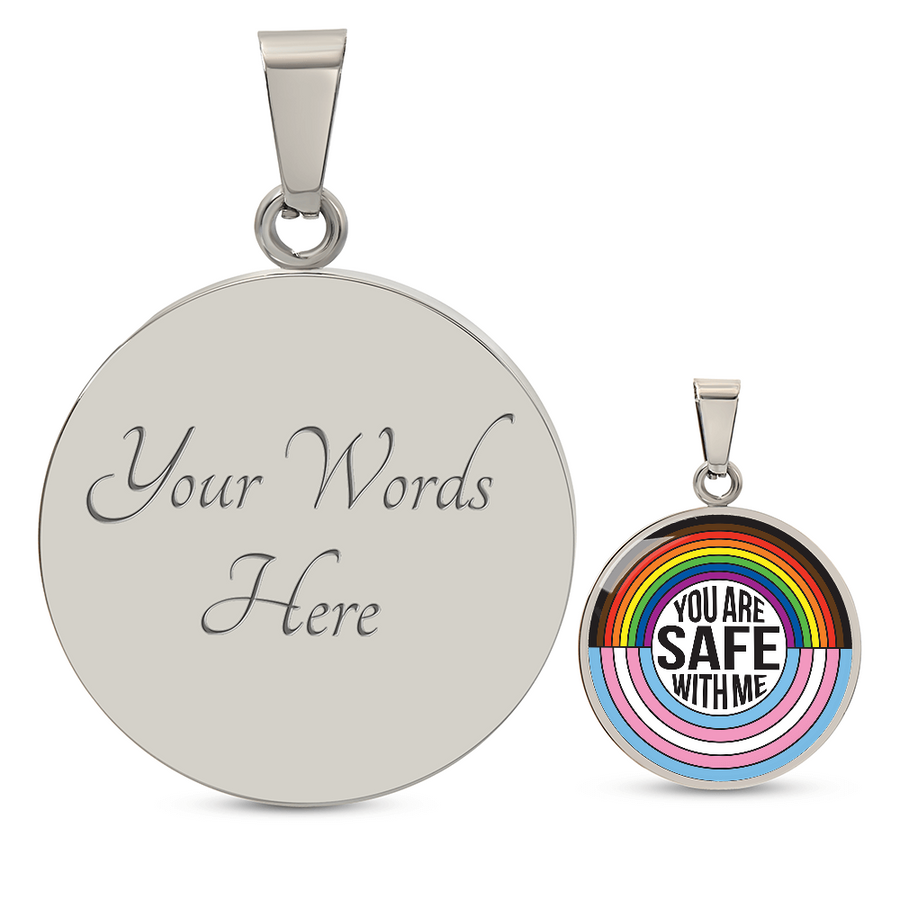 You Are Safe With Me Rainbow Pendant Necklace – Affirmation Jewelry