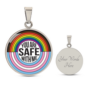 You Are Safe With Me Rainbow Pendant Necklace – Affirmation Jewelry