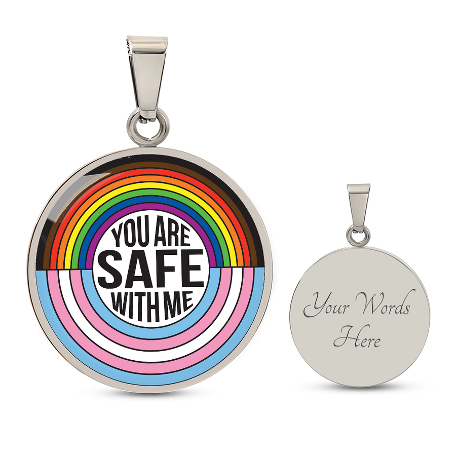 You Are Safe With Me Rainbow Pendant Necklace – Affirmation Jewelry