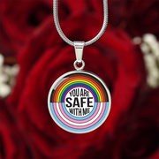 You Are Safe With Me Rainbow Pendant Necklace – Affirmation Jewelry