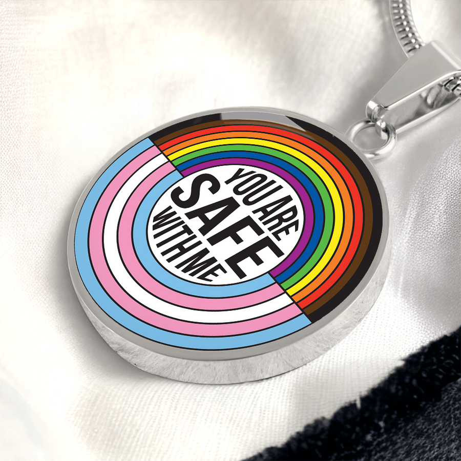 You Are Safe With Me Rainbow Pendant Necklace – Affirmation Jewelry