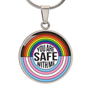 You Are Safe With Me Rainbow Pendant Necklace – Affirmation Jewelry