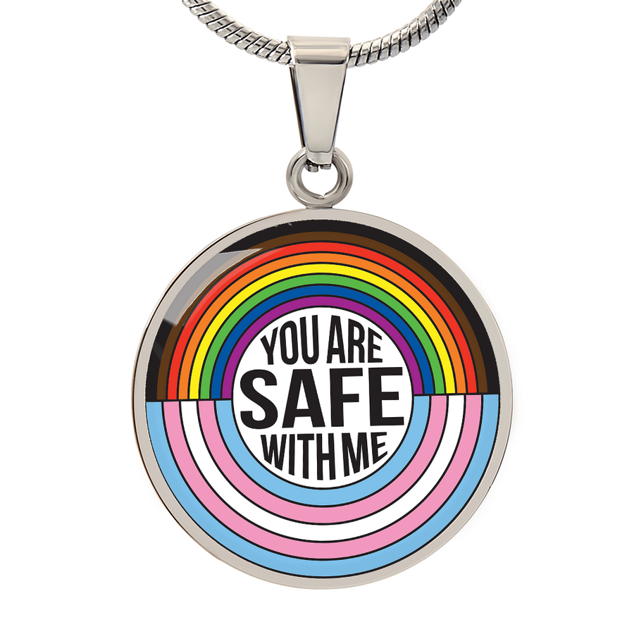You Are Safe With Me Rainbow Pendant Necklace – Affirmation Jewelry