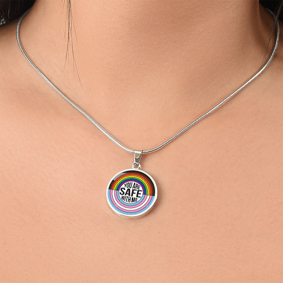 You Are Safe With Me Rainbow Pendant Necklace – Affirmation Jewelry