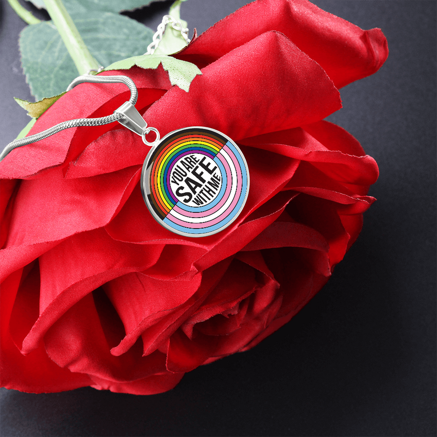 You Are Safe With Me Rainbow Pendant Necklace – Affirmation Jewelry