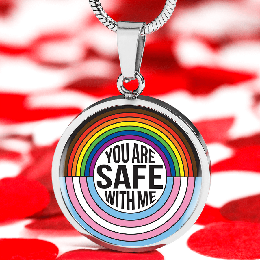 You Are Safe With Me Rainbow Pendant Necklace – Affirmation Jewelry