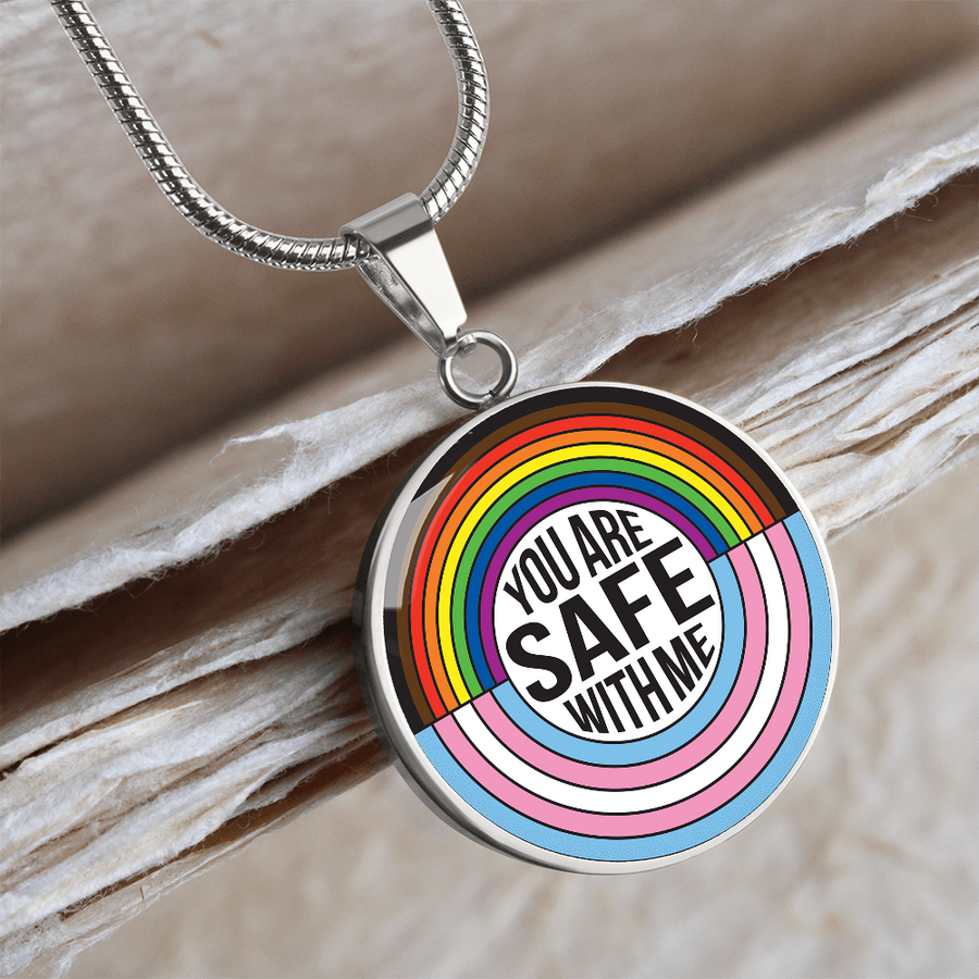 You Are Safe With Me Rainbow Pendant Necklace – Affirmation Jewelry