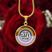 You Are Safe With Me Rainbow Pendant Necklace – Affirmation Jewelry