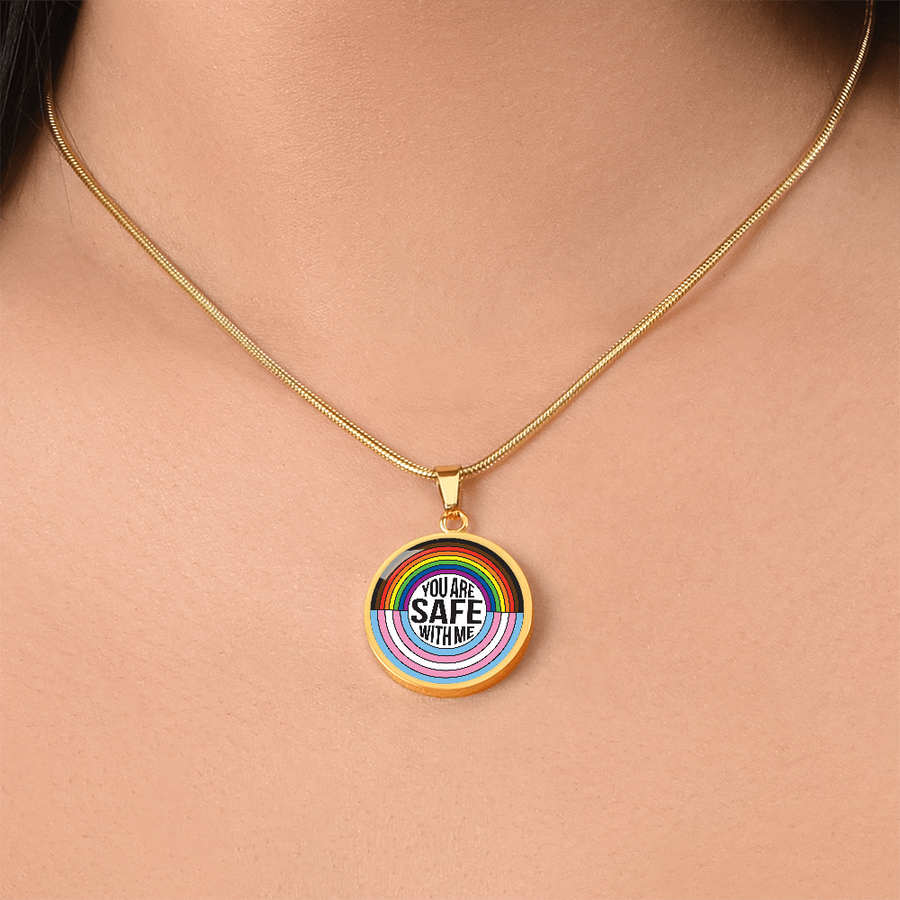 You Are Safe With Me Rainbow Pendant Necklace – Affirmation Jewelry