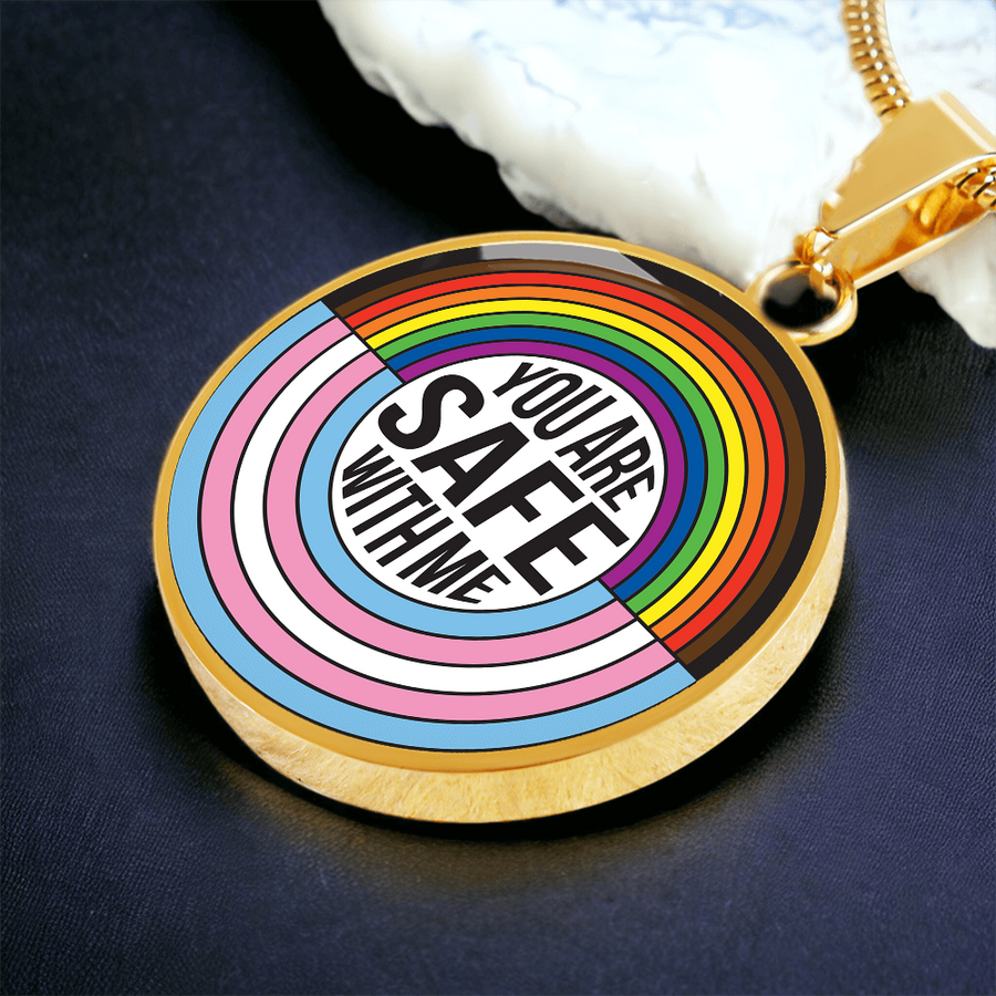 You Are Safe With Me Rainbow Pendant Necklace – Affirmation Jewelry