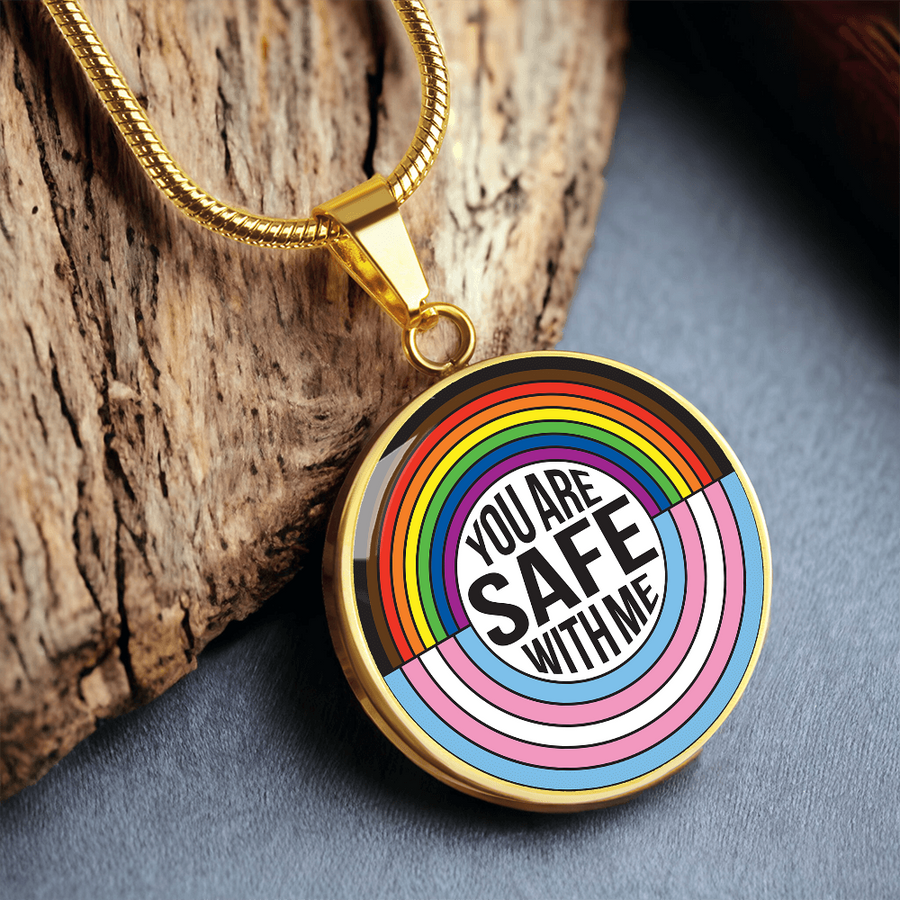 You Are Safe With Me Rainbow Pendant Necklace – Affirmation Jewelry