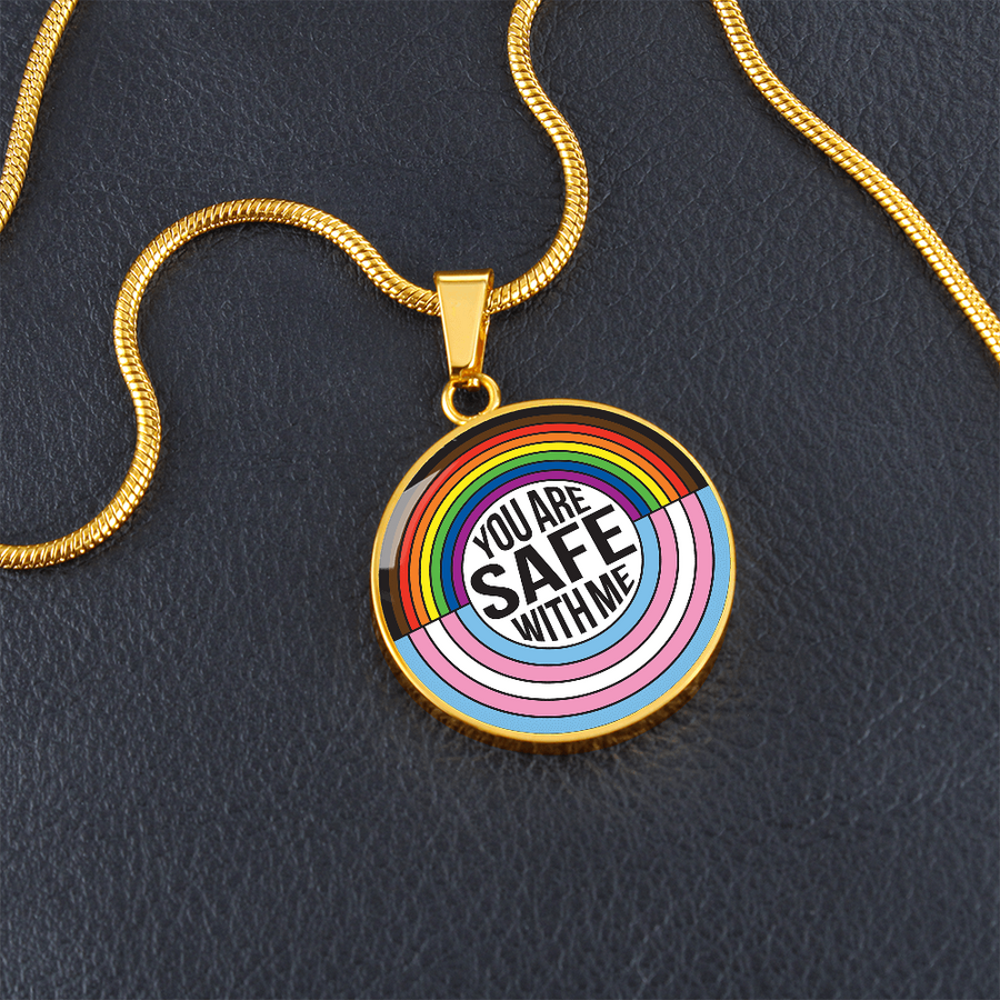 You Are Safe With Me Rainbow Pendant Necklace – Affirmation Jewelry